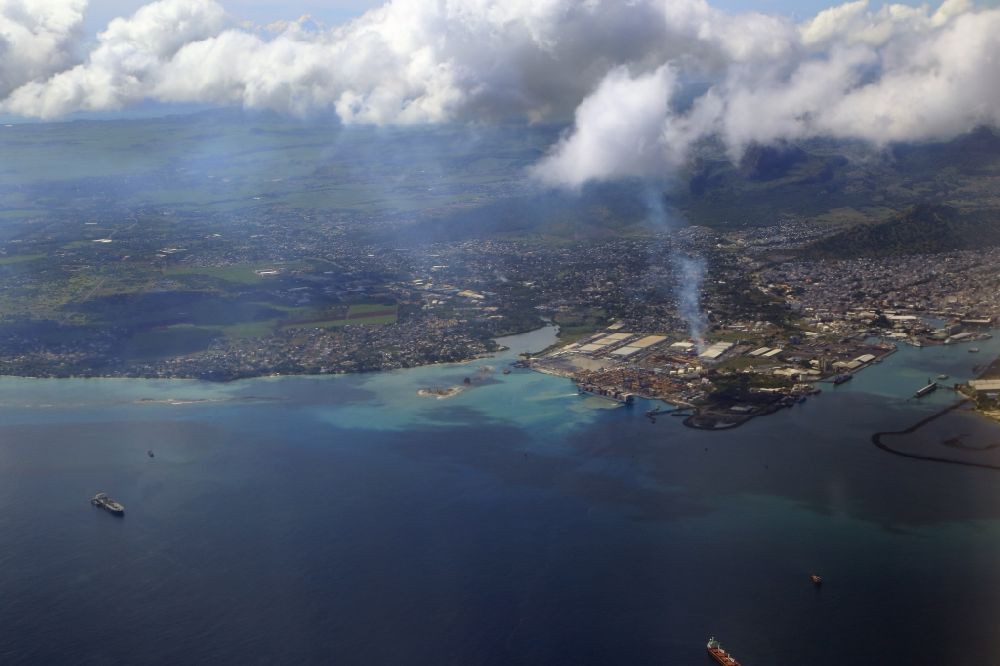 Port Louis from the bird's eye view: Port Louis, capital of the Holiday Island Mauritius in the Indian Ocean