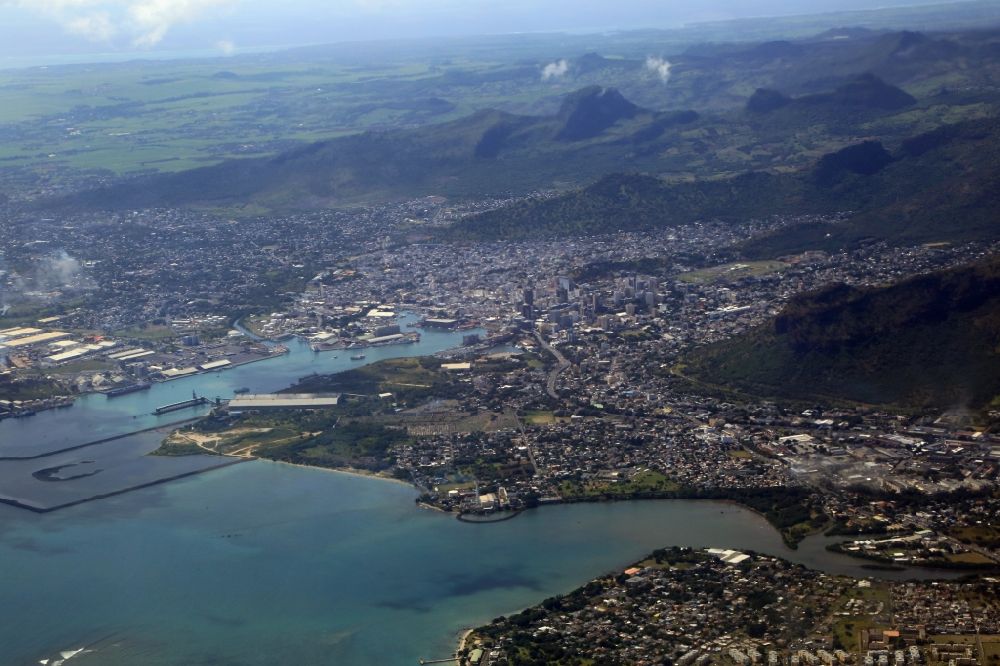 Aerial image Port Louis - Port Louis, capital of the Holiday Island Mauritius in the Indian Ocean