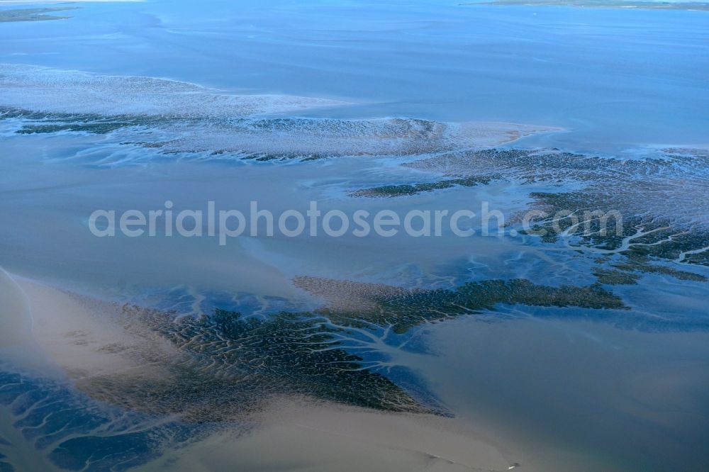 Aerial photograph Reußenköge - Formation of tides in the Wadden Sea landscape of North Sea in Reussenkoege North Frisia in the state Schleswig-Holstein, Germany