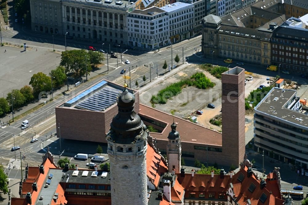 Leipzig from above - Building of the Catholic provost - Church St.Trinitatis on the southern edge of the city of Leipzig in Saxony