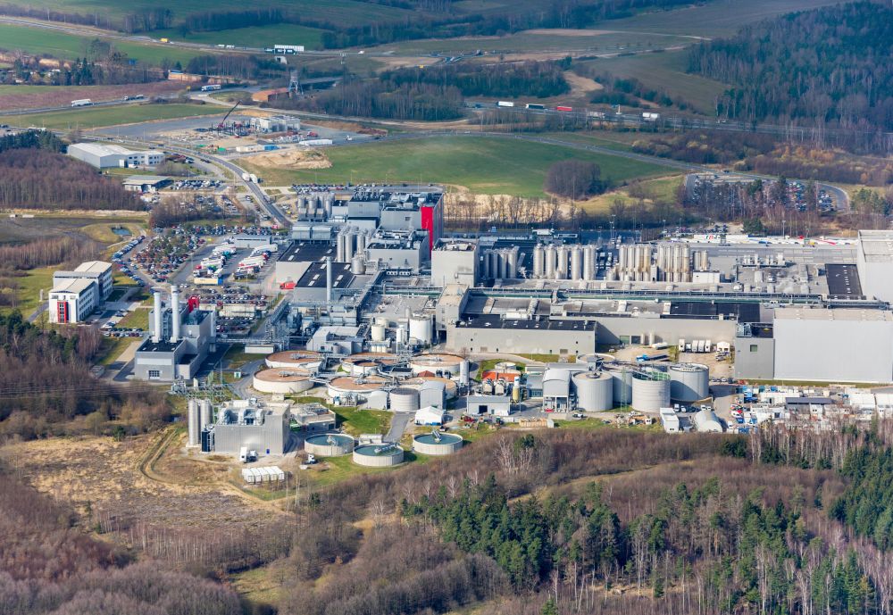 Aerial photograph Wachau - Production site of the company Sachsenmilch in the district Leppersdorf in Wachau in the state Saxony