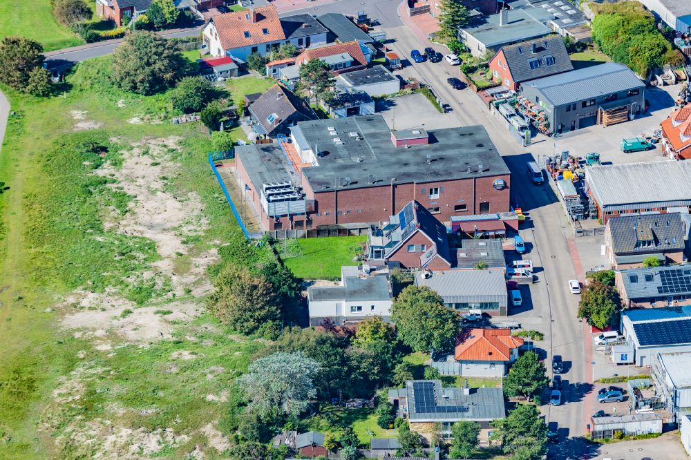 Norderney from above - Production building of Norderneyer Schinken on the island of Norderney in the state of Lower Saxony, Germany