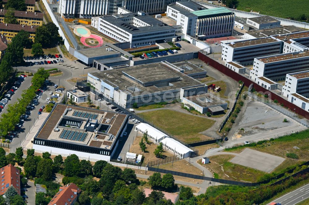 Stuttgart from above - Process building on the grounds of the prison JVA Stuttgart in the district Stammheim in Stuttgart in the state of Baden-Wurttemberg, Germany