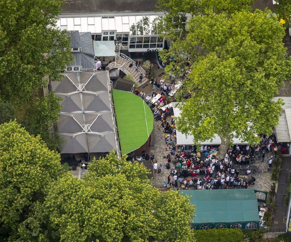 Aerial photograph Herne - Public Viewing - Events in the Park Restaurant on the occasion of the Football World Cup 2014 in Herne, in the state of North Rhine-Westphalia