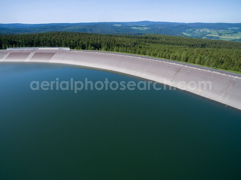 Aerial image Markersbach - Pumped storage power plant and reservoir Markersbach in Saxony