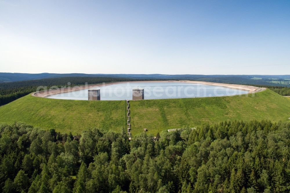 Aerial photograph Markersbach - Pumped storage power plant and reservoir Markersbach in Saxony
