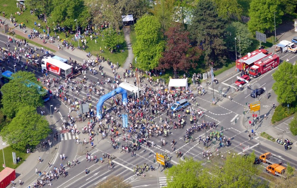 Göttingen from above - Bicyle- Race event Tour d'Energie 2018 in Goettingen in the state Lower Saxony, Germany