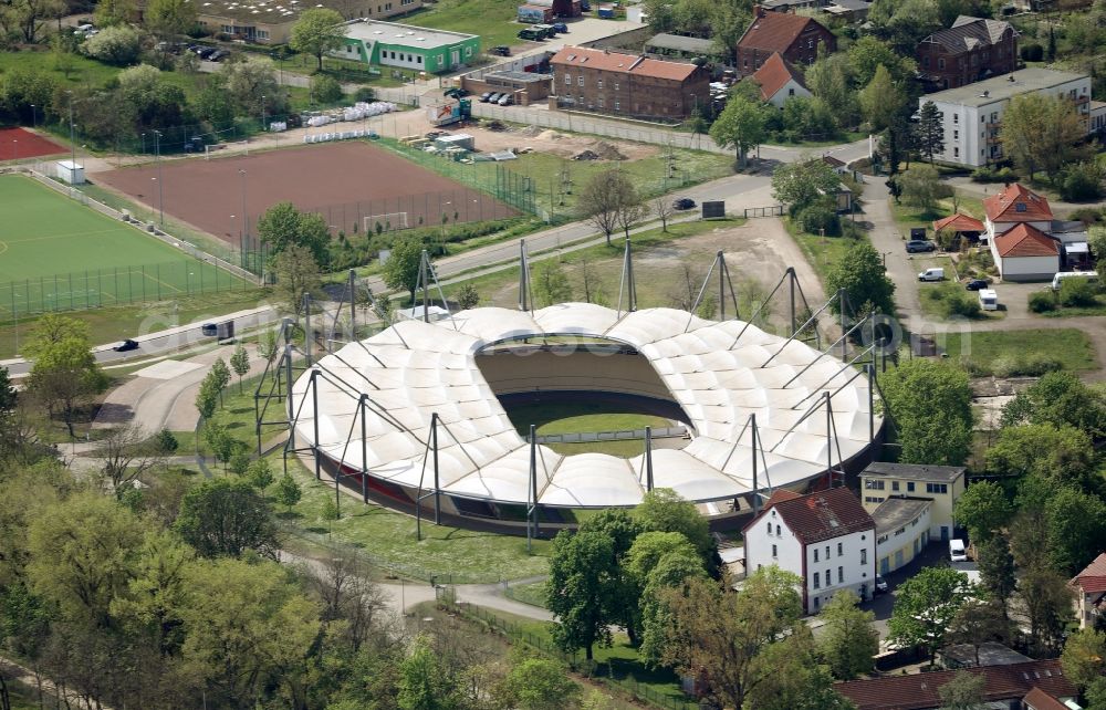 Erfurt from the bird's eye view: Velodrome Andreasried on the Riethstrasse in the district of Andreasvorstadt in Erfurt in the state of Thuringia, Germany