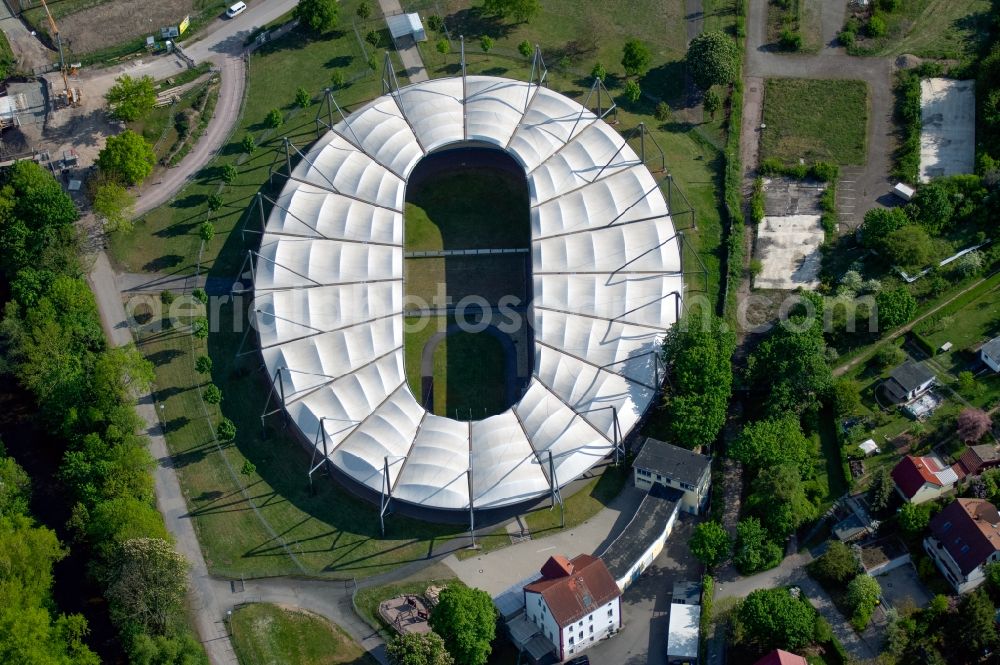 Erfurt from the bird's eye view: Velodrome Andreasried on the Riethstrasse in the district of Andreasvorstadt in Erfurt in the state of Thuringia, Germany