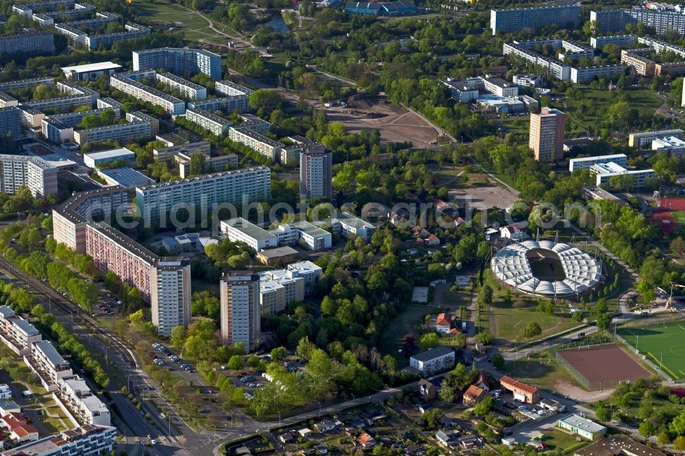 Aerial image Erfurt - Velodrome Andreasried on the Riethstrasse in the district of Andreasvorstadt in Erfurt in the state of Thuringia, Germany
