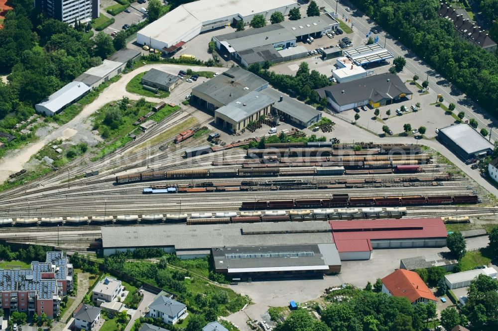 Aerial photograph Augsburg - Marshalling yard and freight station in Augsburg in the state Bavaria, Germany