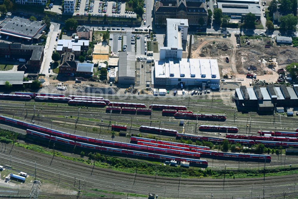 Aerial image Dresden - Marshalling yard and freight station of the Deutsche Bahn in the district Friedrichstadt in Dresden in the state Saxony, Germany