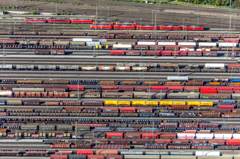 Aerial photograph Hagen - Marshalling yard and freight station of the Deutsche Bahn in Hagen in the state North Rhine-Westphalia, Germany