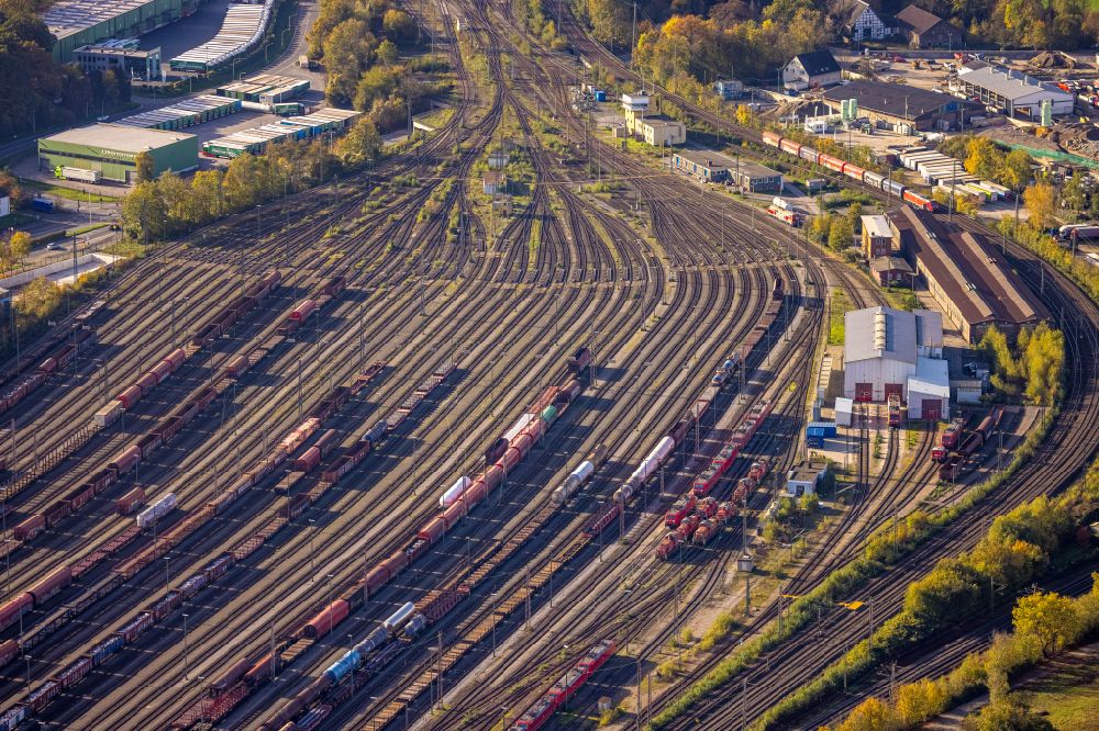 Aerial image Hagen - Marshalling yard and freight station of the Deutsche Bahn in Hagen in the state North Rhine-Westphalia, Germany