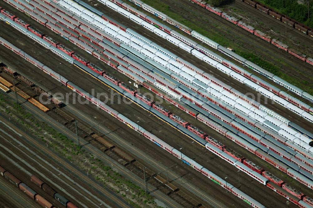 Aerial image Hamm - Marshalling yard and freight station of the Deutsche Bahn in Hamm in the state North Rhine-Westphalia, Germany