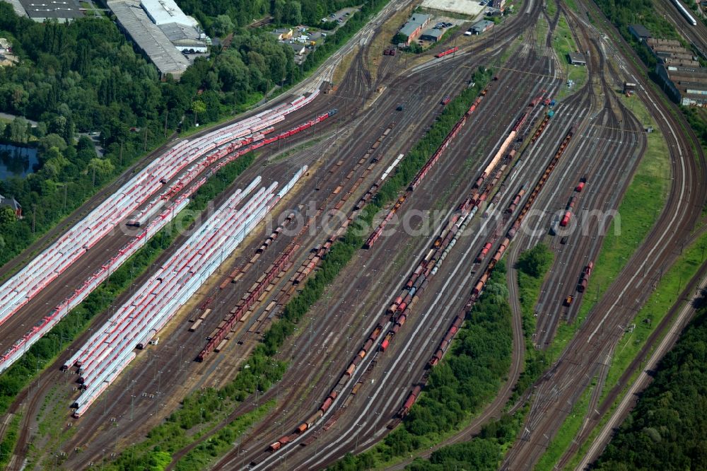 Aerial photograph Hamm - Marshalling yard and freight station of the Deutsche Bahn in Hamm in the state North Rhine-Westphalia, Germany