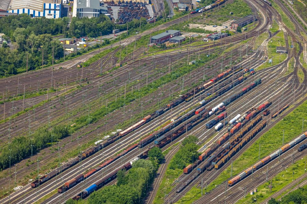 Aerial image Hamm - Marshalling yard and freight station of the Deutsche Bahn in Hamm at Ruhrgebiet in the state North Rhine-Westphalia, Germany