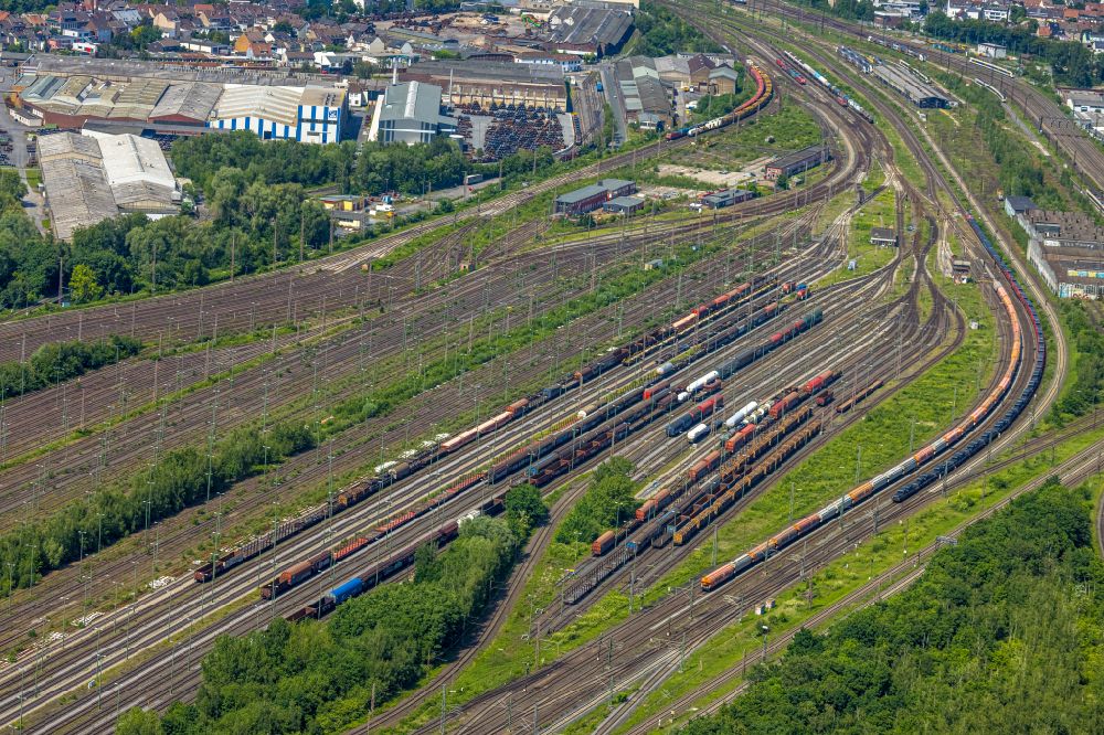 Aerial photograph Hamm - Marshalling yard and freight station of the Deutsche Bahn in Hamm at Ruhrgebiet in the state North Rhine-Westphalia, Germany