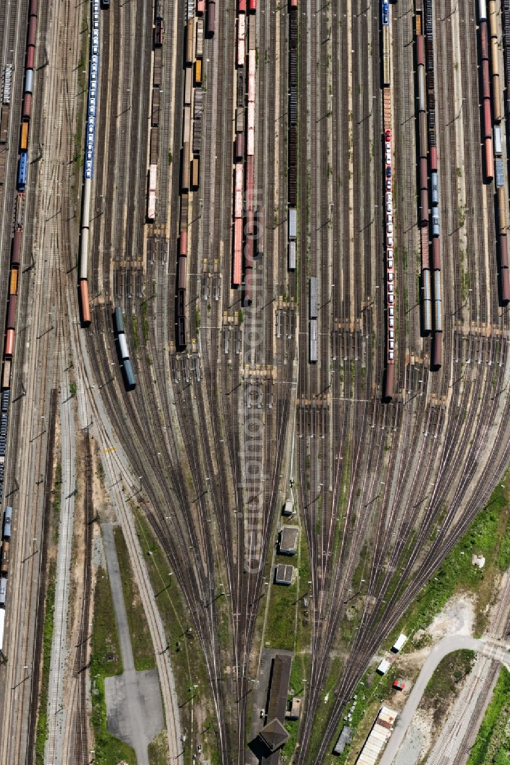 Aerial image Mannheim - Marshalling yard and freight station of the Deutsche Bahn in Mannheim in the state Baden-Wurttemberg, Germany