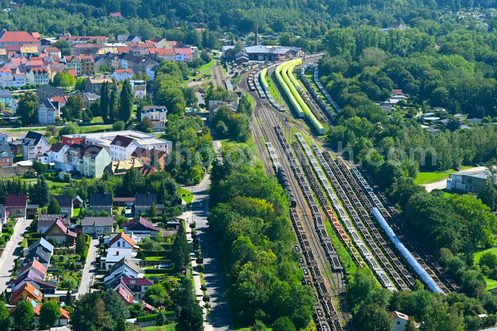 Aerial image Meuselwitz - Marshalling yard and freight station of the Deutsche Bahn in Meuselwitz in the state Thuringia