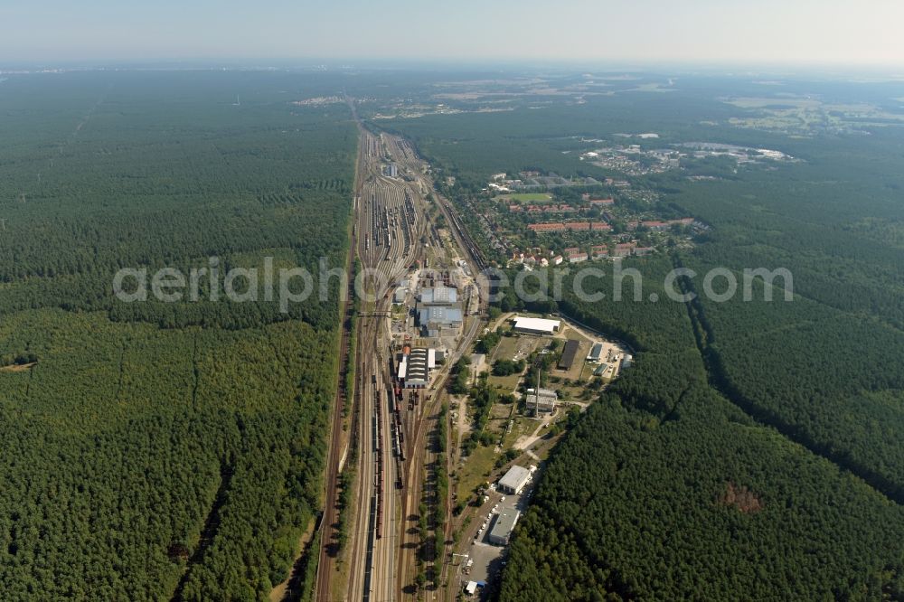 Aerial image Neuseddin - Marshalling yard and freight station of the Deutsche Bahn in Neuseddin in the state Brandenburg