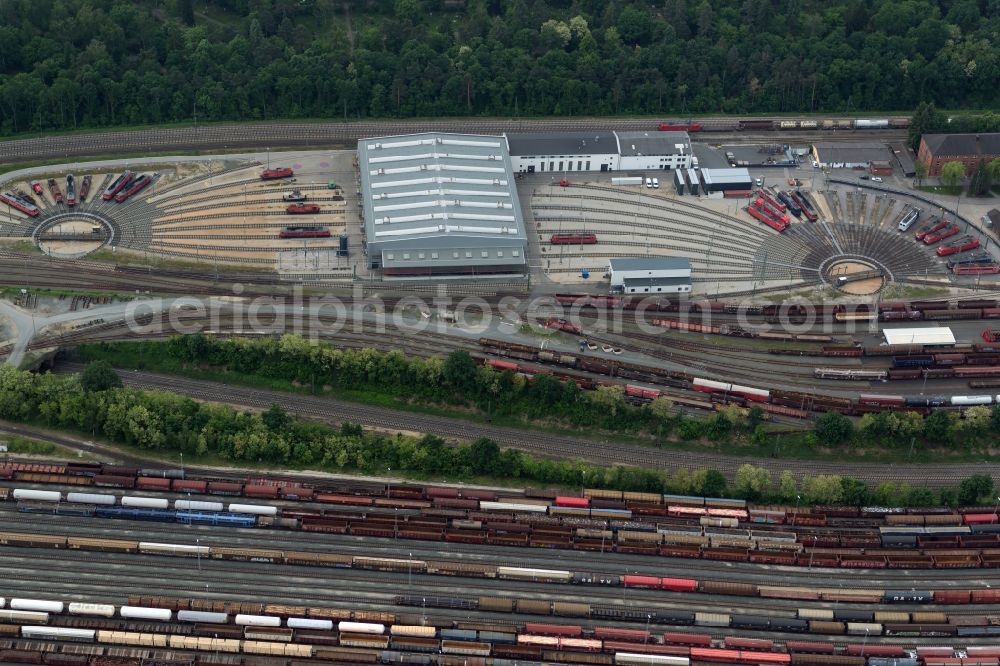 Aerial image Nürnberg - Marshalling yard and freight station of the Deutsche Bahn in Nuernberg in the state Bavaria. bahn.de