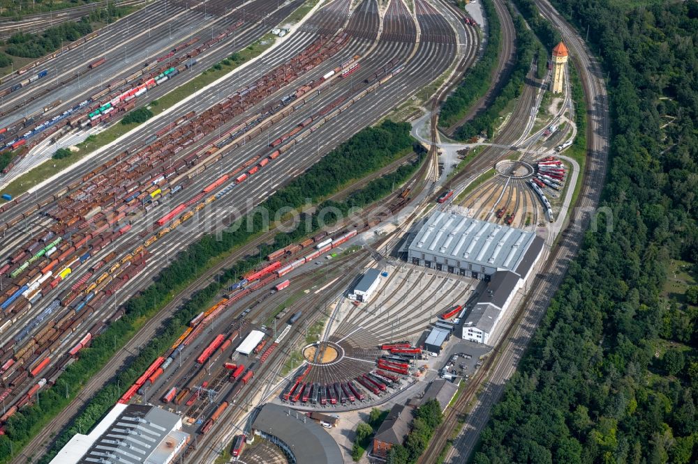 Aerial photograph Nürnberg - Marshalling yard and freight station of the Deutsche Bahn in Nuernberg in the state Bavaria. bahn.de