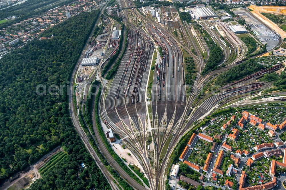 Aerial image Nürnberg - Marshalling yard and freight station of the Deutsche Bahn in Nuernberg in the state Bavaria. bahn.de