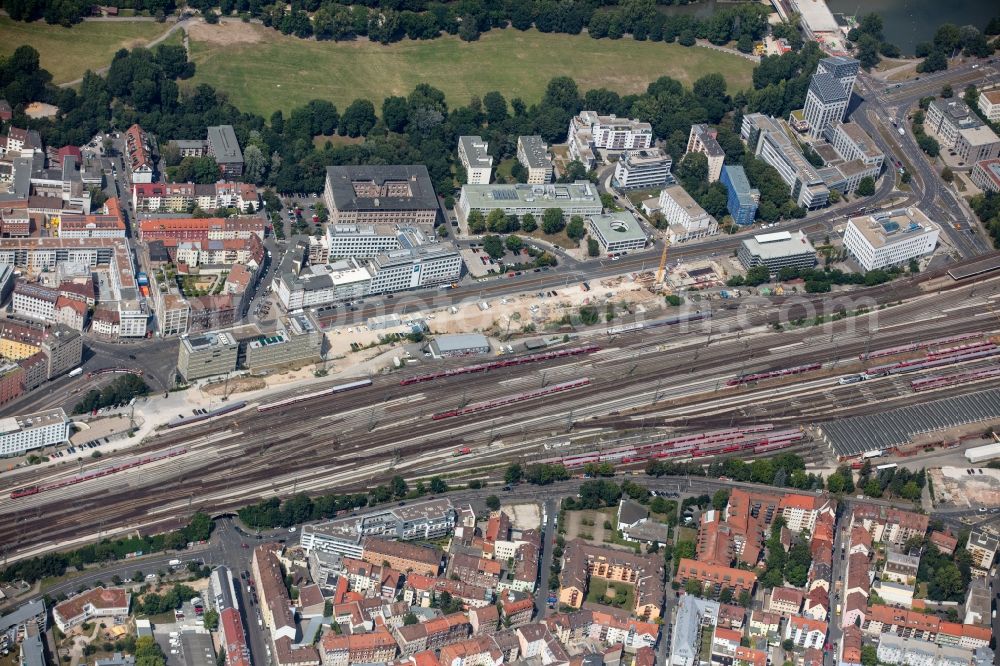 Aerial image Nürnberg - Marshalling yard and freight station of the Deutsche Bahn in Nuremberg in the state Bavaria, Germany