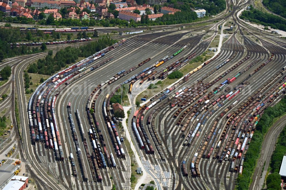 Nürnberg from the bird's eye view: Marshalling yard and freight station of the Deutsche Bahn in Nuremberg in the state Bavaria, Germany