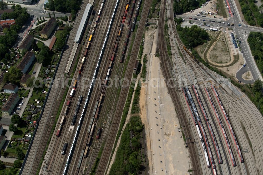 Aerial photograph München - Marshalling yard and freight station of the Deutsche Bahn in the district Berg am Laim in Munich in the state Bavaria, Germany