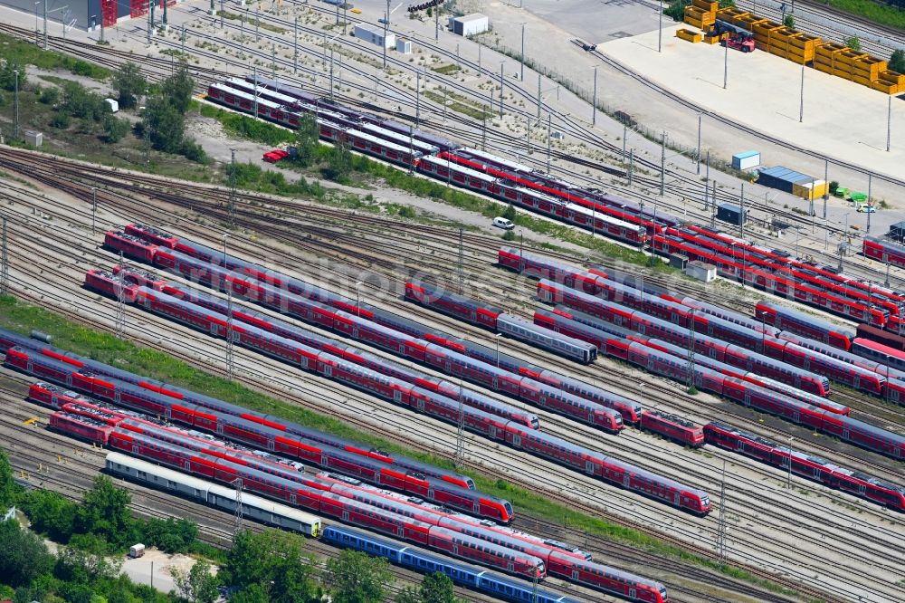 Aerial image München - Marshalling yard and freight station of the Deutsche Bahn in the district Pasing-Obermenzing in Munich in the state Bavaria, Germany