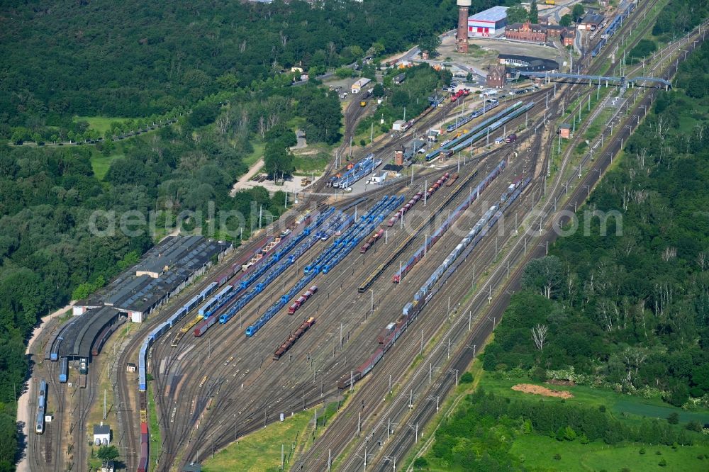 Aerial photograph Elstal - Marshalling yard and freight station in Elstal in the state Brandenburg, Germany