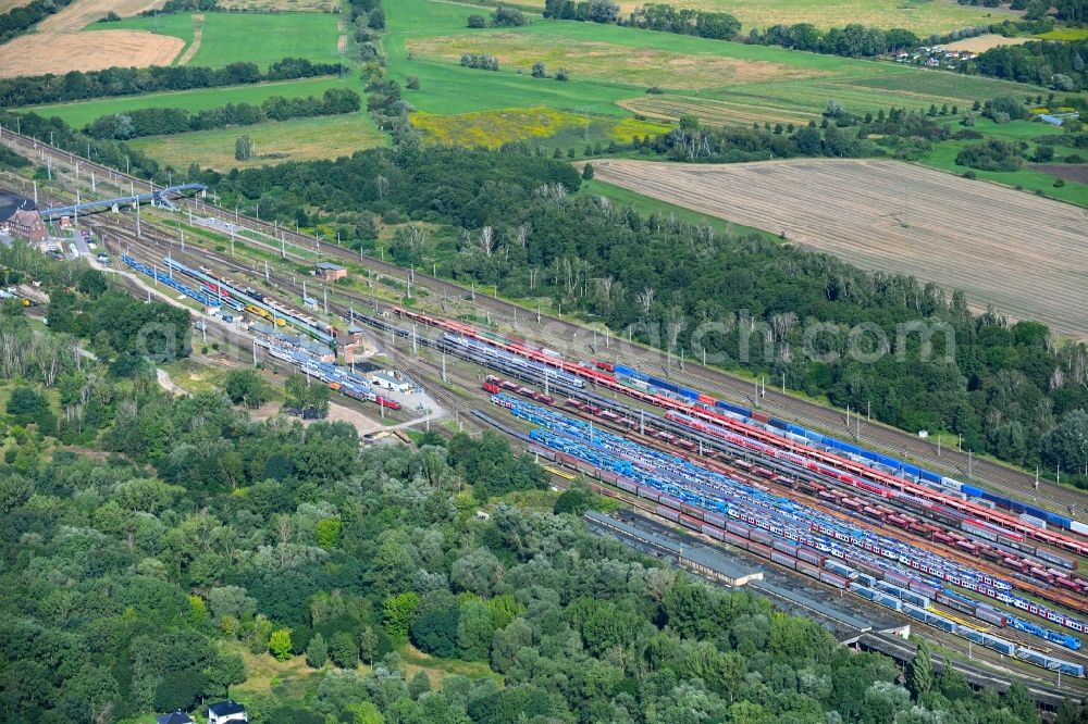 Elstal from the bird's eye view: Marshalling yard and freight station in Elstal in the state Brandenburg, Germany
