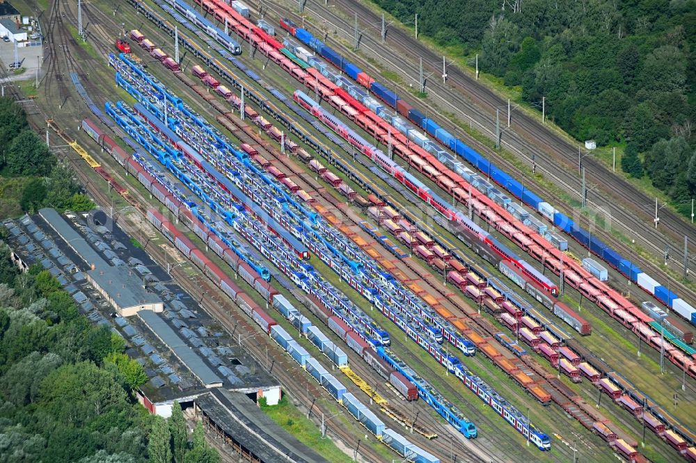 Aerial image Elstal - Marshalling yard and freight station in Elstal in the state Brandenburg, Germany
