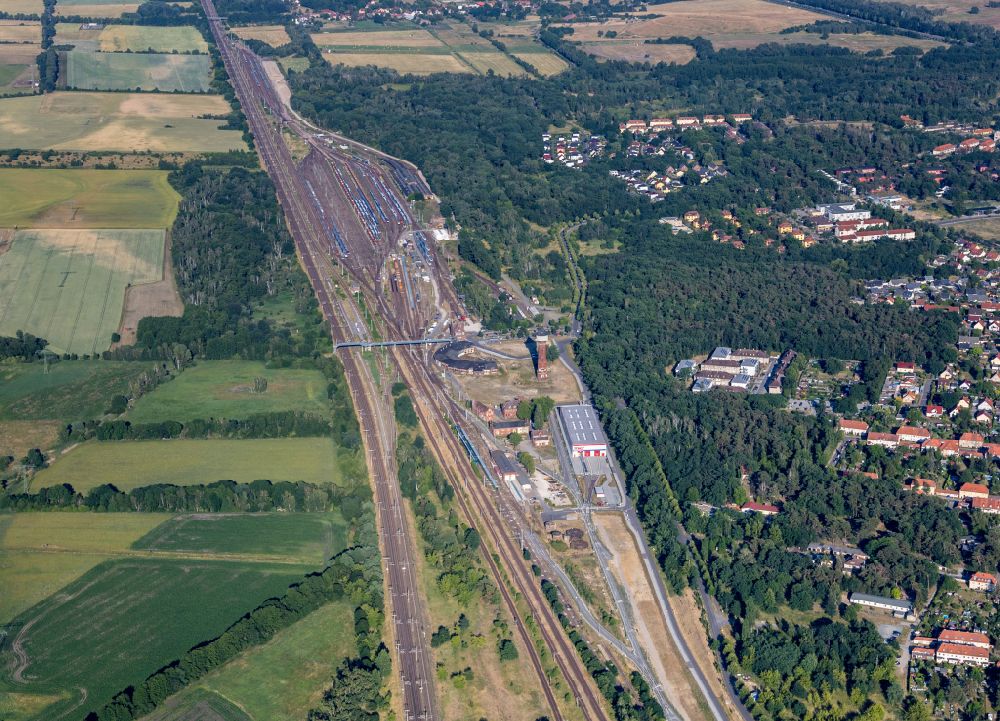 Aerial photograph Elstal - Marshalling yard and freight station in Elstal in the state Brandenburg, Germany
