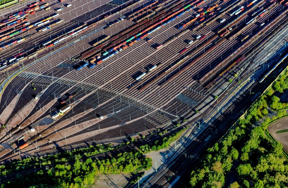 Aerial image Seevetal - Marshalling yard and freight station Maschen of the Deutsche Bahn in the district Maschen in Seevetal in the state Lower Saxony, Germany
