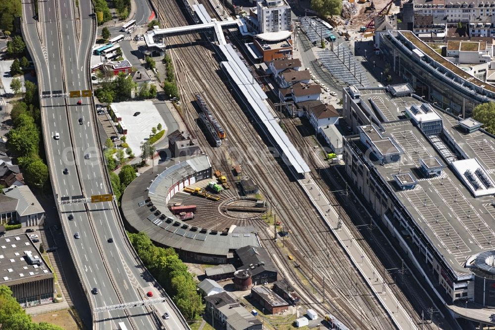 Aerial photograph Siegen - Marshalling yard and freight station of the Deutsche Bahn in Siegen in the state North Rhine-Westphalia, Germany