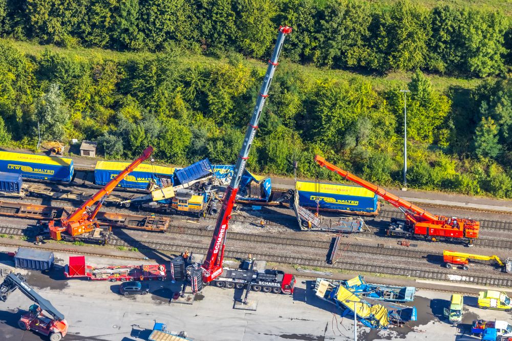 Aerial image Wanne-Eickel - Shunting accident at the marshalling yard and freight yard in Wanne-Eickel in the state North Rhine-Westphalia, Germany
