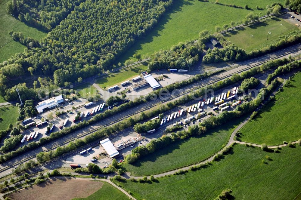 Aerial image Uttrichshausen - Motorway restaurant and service station Uttrichshausen of the motorway A 7 in the state Hesse