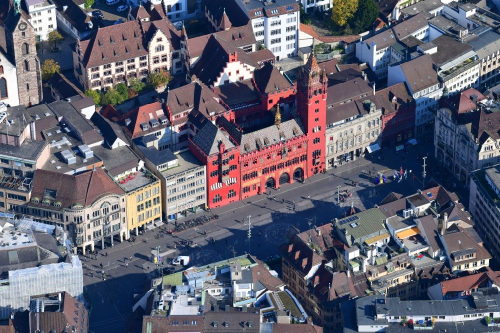 Basel from the bird's eye view: Town Hall building of the city administration in Basel, Switzerland
