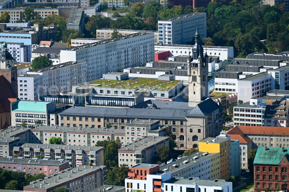 Aerial photograph Dessau - Town Hall building of the City Council at the market downtown on street Zerbster Strasse in Dessau in the state Saxony-Anhalt, Germany
