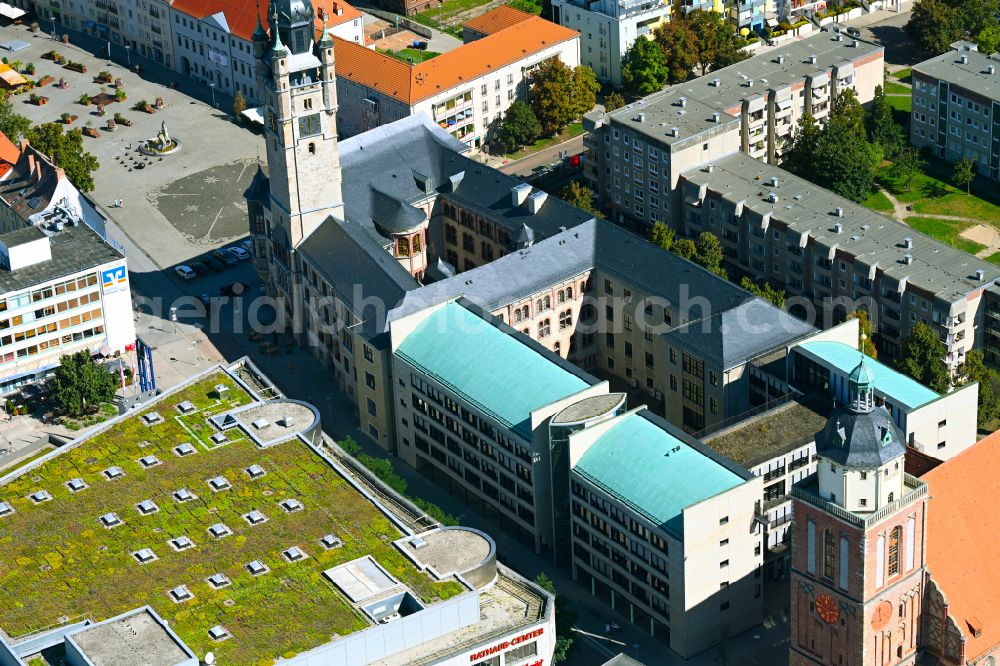 Dessau from the bird's eye view: Town Hall building of the City Council at the market downtown on street Zerbster Strasse in Dessau in the state Saxony-Anhalt, Germany