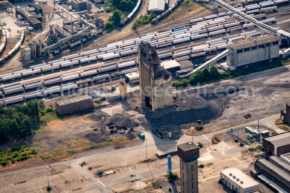 Aerial image Marl - Mining shaft tower Auguste Victoria hard coal revier in Marl in the state North Rhine-Westphalia, Germany
