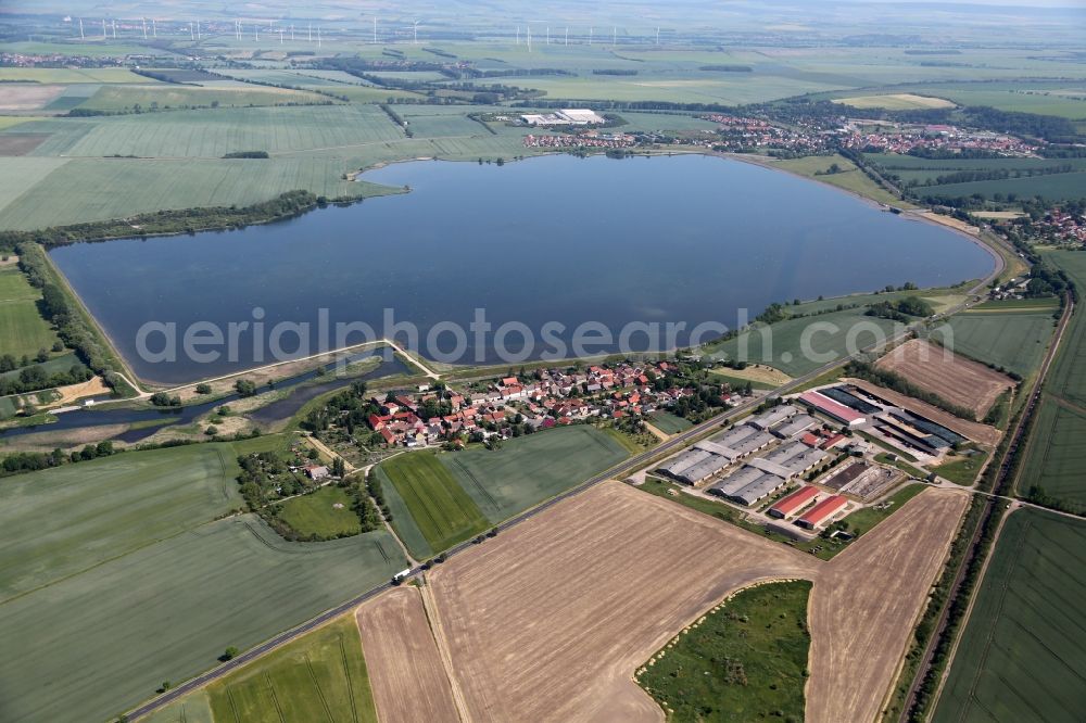 Aerial photograph Henschleben - Retention basin Straussfurt in Henschleben in the state Thuringia, Germany