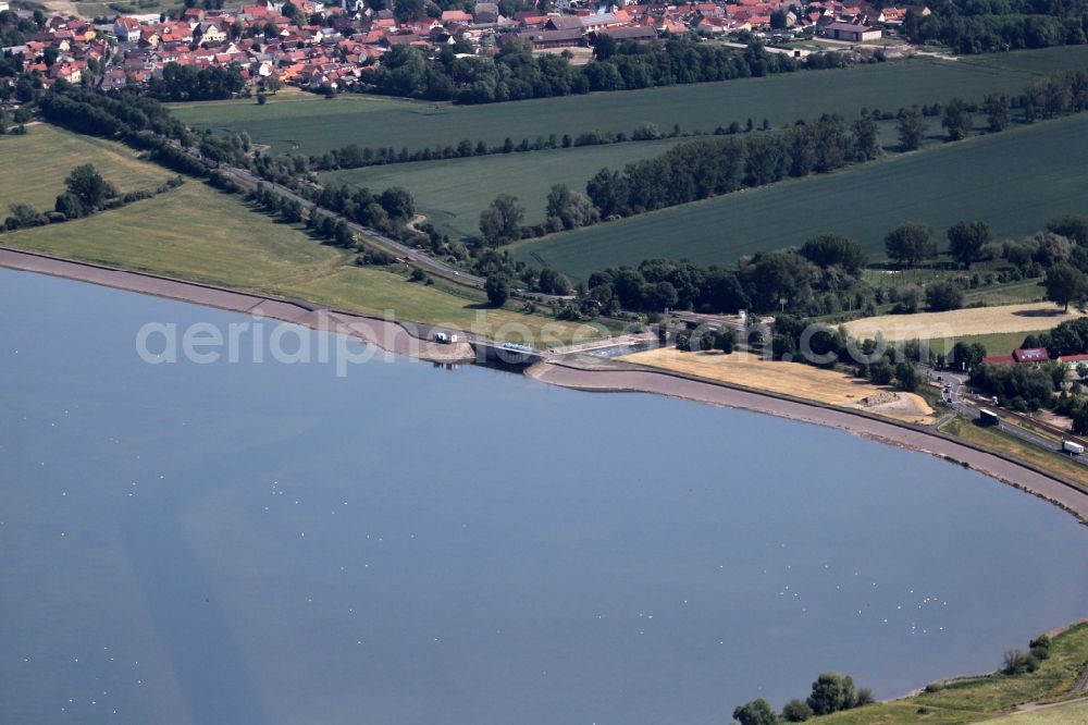 Straußfurt from above - Retention basin Straussfurt in Henschleben in the state Thuringia, Germany