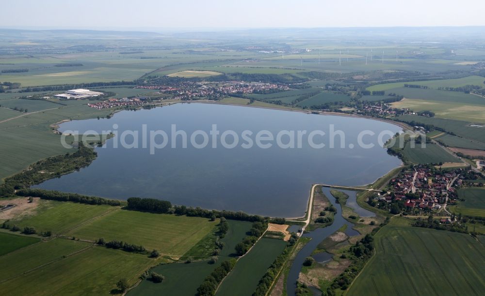 Straußfurt from the bird's eye view: Retention basin Straussfurt in Henschleben in the state Thuringia, Germany