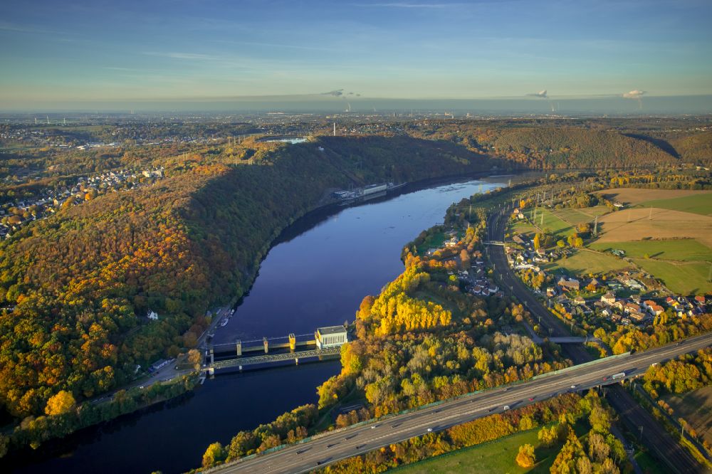 Aerial photograph Ostende - Retention basin and water storage Pumpspeicherkraftwerk Koepchenwerk in Ostende at Ruhrgebiet in the state North Rhine-Westphalia, Germany