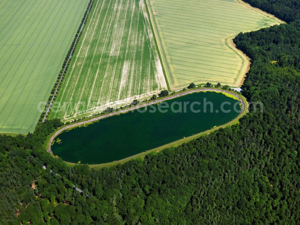 Aerial photograph Sickenhausen - Retention basin and water storage in Sickenhausen in the state Baden-Wuerttemberg, Germany