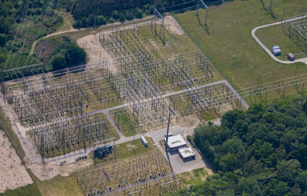 Geesthacht from the bird's eye view: Building remains of the reactor units and facilities of the NPP nuclear power plant Kruemmel in Geesthacht in the state Schleswig-Holstein, Germany